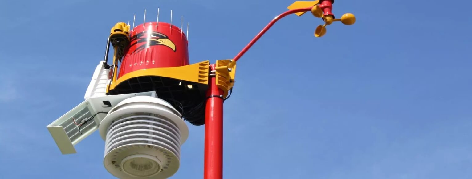 School weather station instruments installed beneath a clear sky