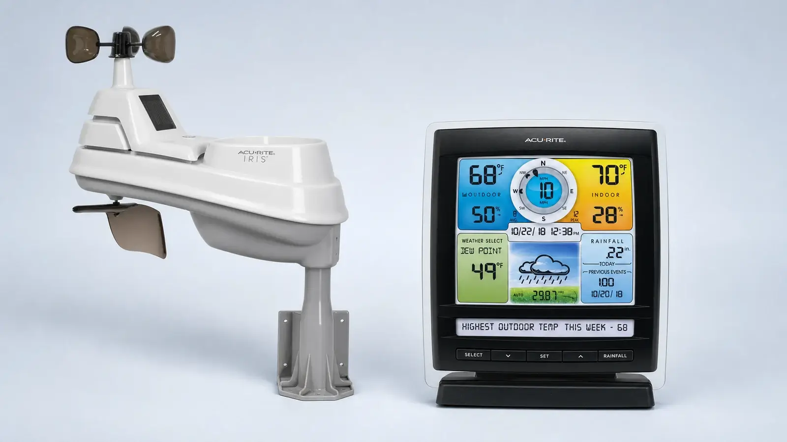 AcuRite 01512MCBA1BK bundle with revised 06004MA1 Iris sensor and black 06016RM Weather Ticker display