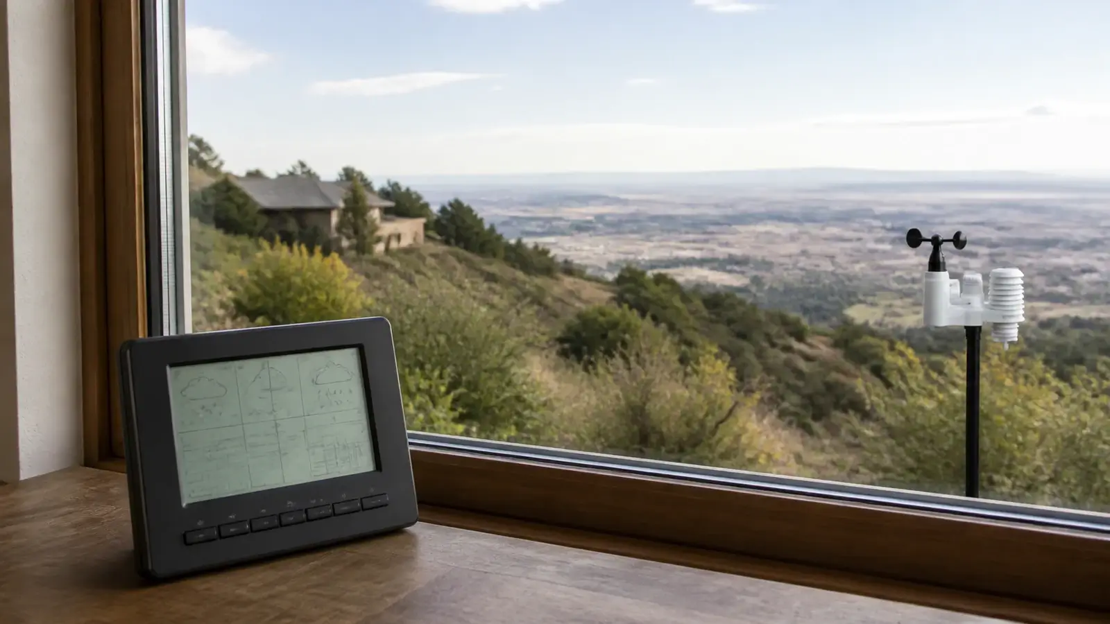 Home weather station barometer operating at an elevated location above sea level