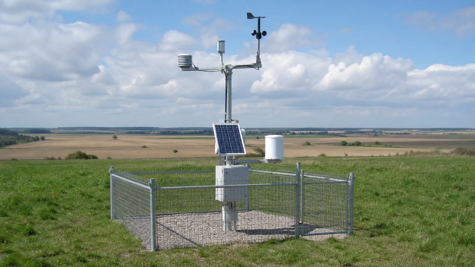 Automated mesonet weather station in an open observation site